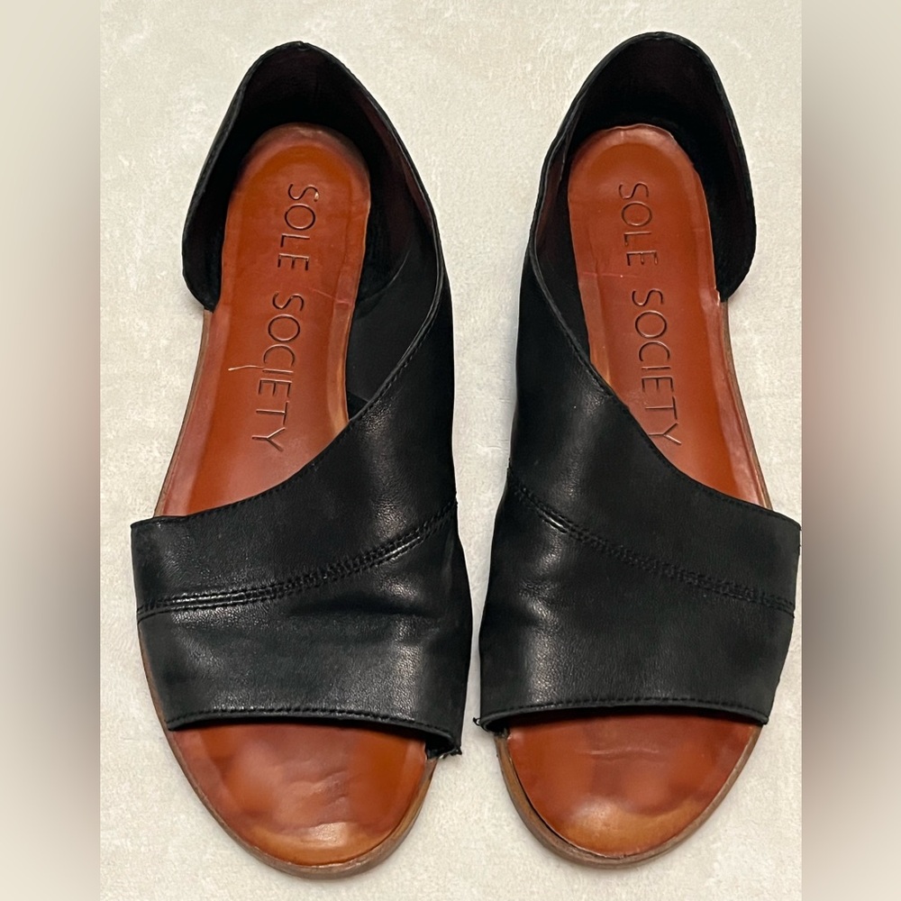 Sole Society Black Leather Flats